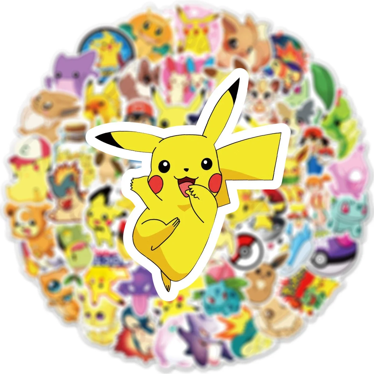 50/100pcs Anime Pokemon Stickers Pikachu Eevee Cartoon Decals Decoration DIY Laptop Car Skateboard Cool Kids Sticker Toys