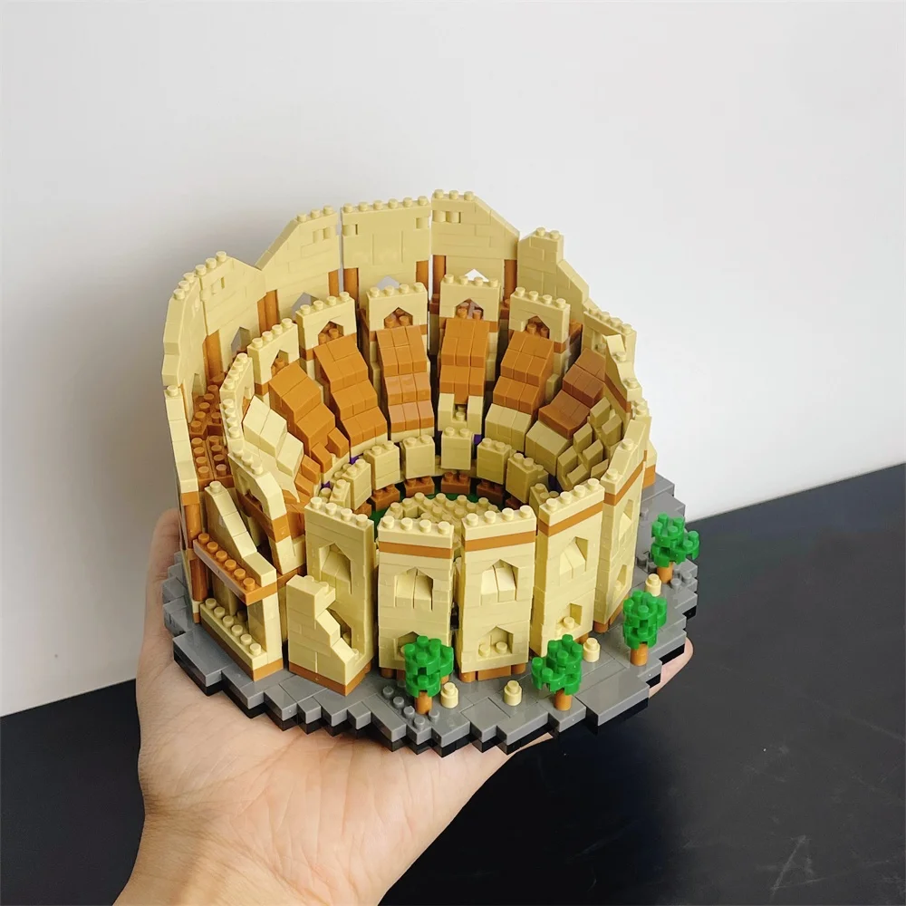 Knew Built Super Mini Roman Colosseum Micro Building Blocks Toy Euro History Model Deco at Home Triomphe Pisa Eiffel Tower Brick