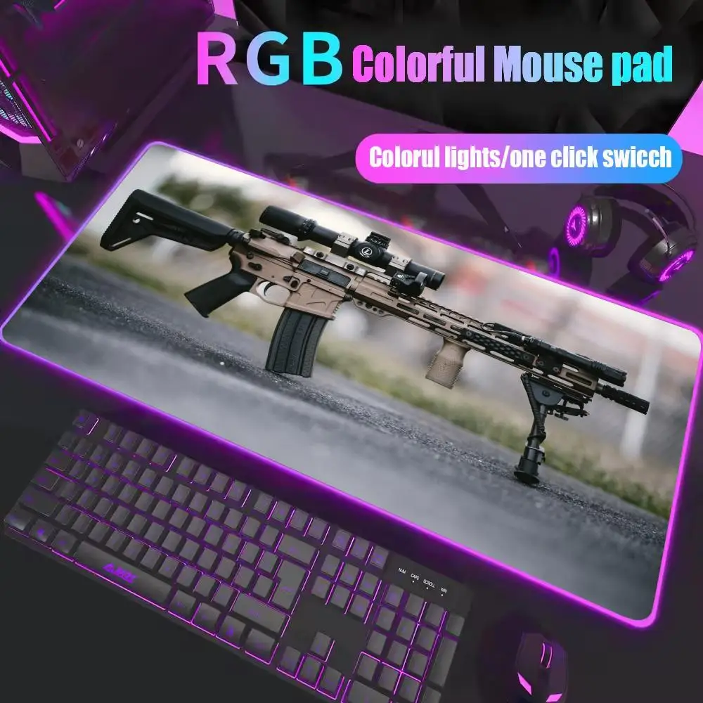

Large RGB Mouse Pad Gun parts assembly Gaming MousePad Gamer Accessory LED Light Mousepads PC Computer Desk Mat with Backlit DIY