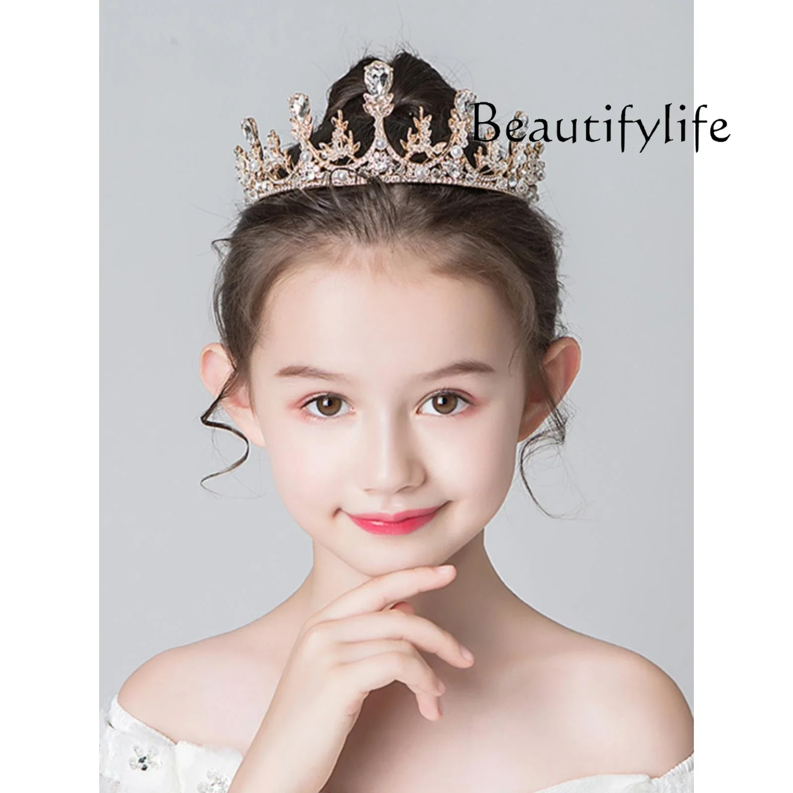 Simple crown headgear crystal headband Christmas show catwalk host birthday hair accessories