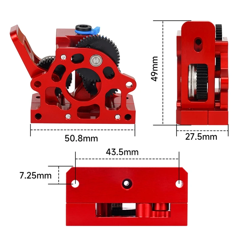 듀얼 기어 압출기, 하드 스틸 감속 기어 모터, 3D 프린터 교체, CR10 Ender 3 CR6 VORON HGX LITE