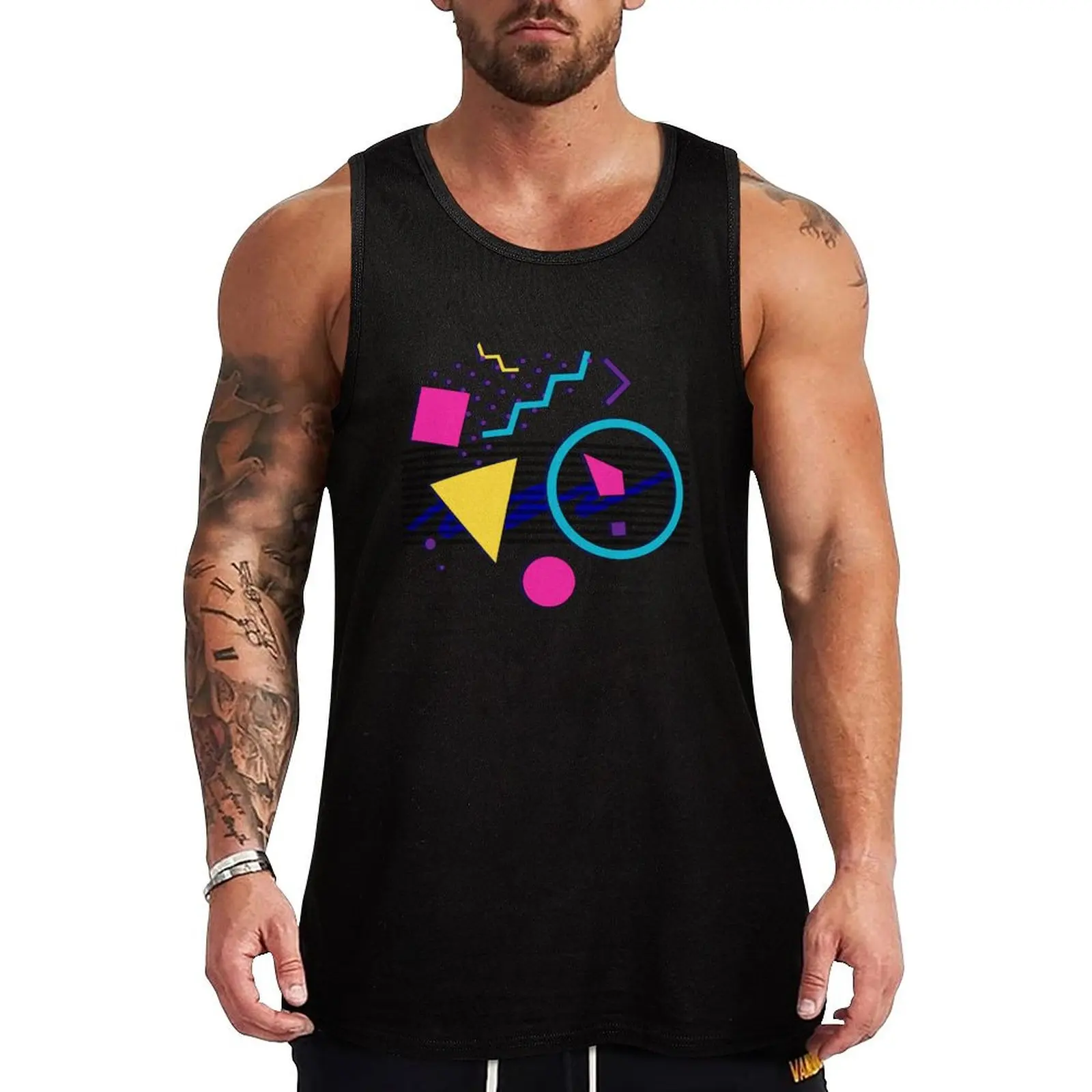 

1988 Sensations - 80's Retrowave / Outrun / Memphis Milano Style Tank Top sleeveless man shirts T-shirt for fitness