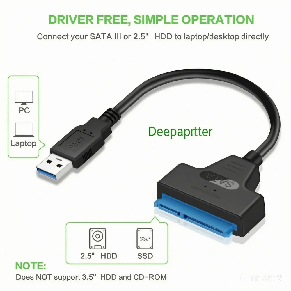 Deepartner External Type C To 2.5 Inch HDD SATA Interface Connect Cable USB 3.1 SATA Cable For Laptop Computer