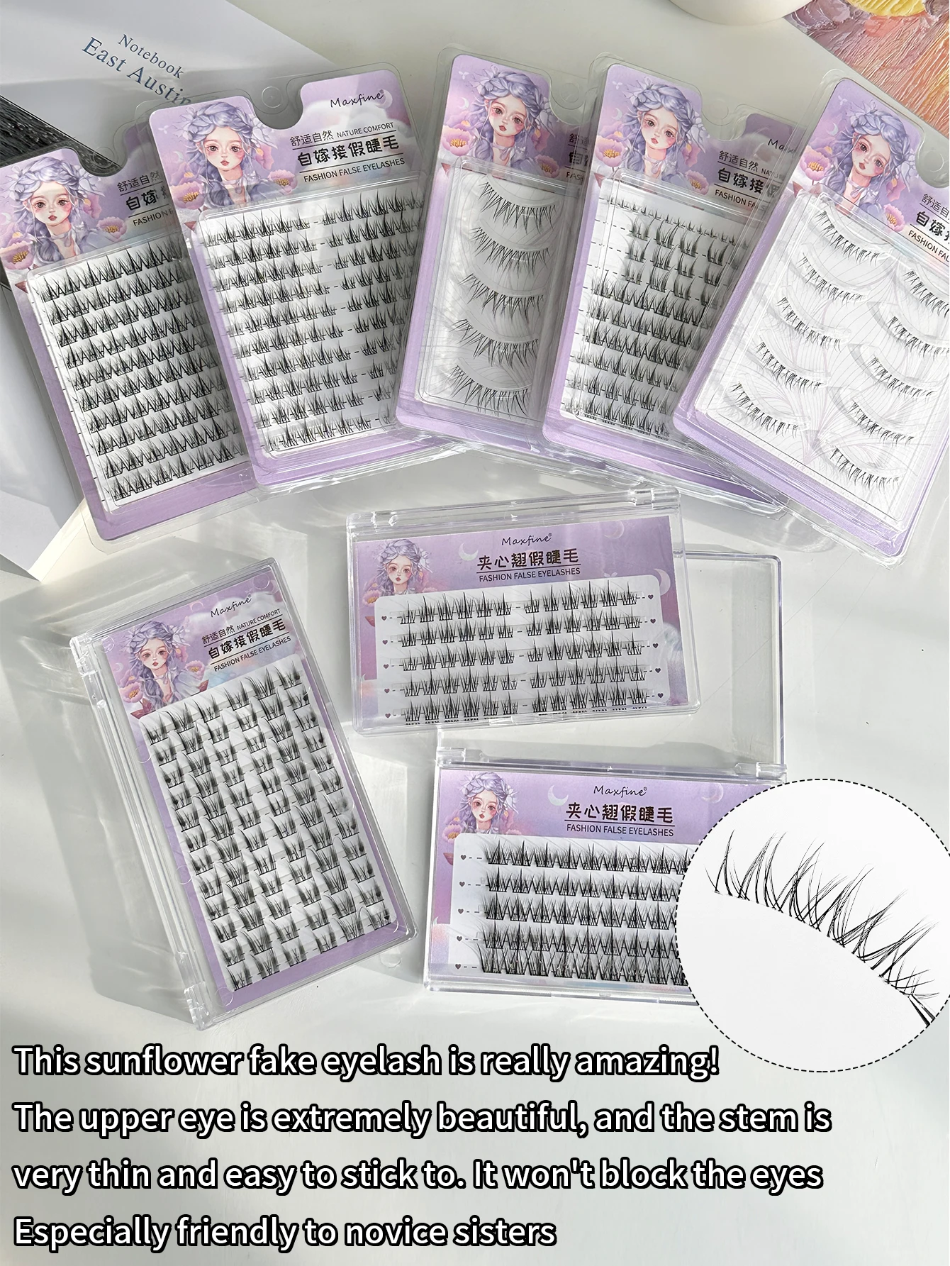 Confortevole e naturale autoinnesto colla per ciglia finte bigodino per ciglia in quattro pezzi non è facile da togliere.