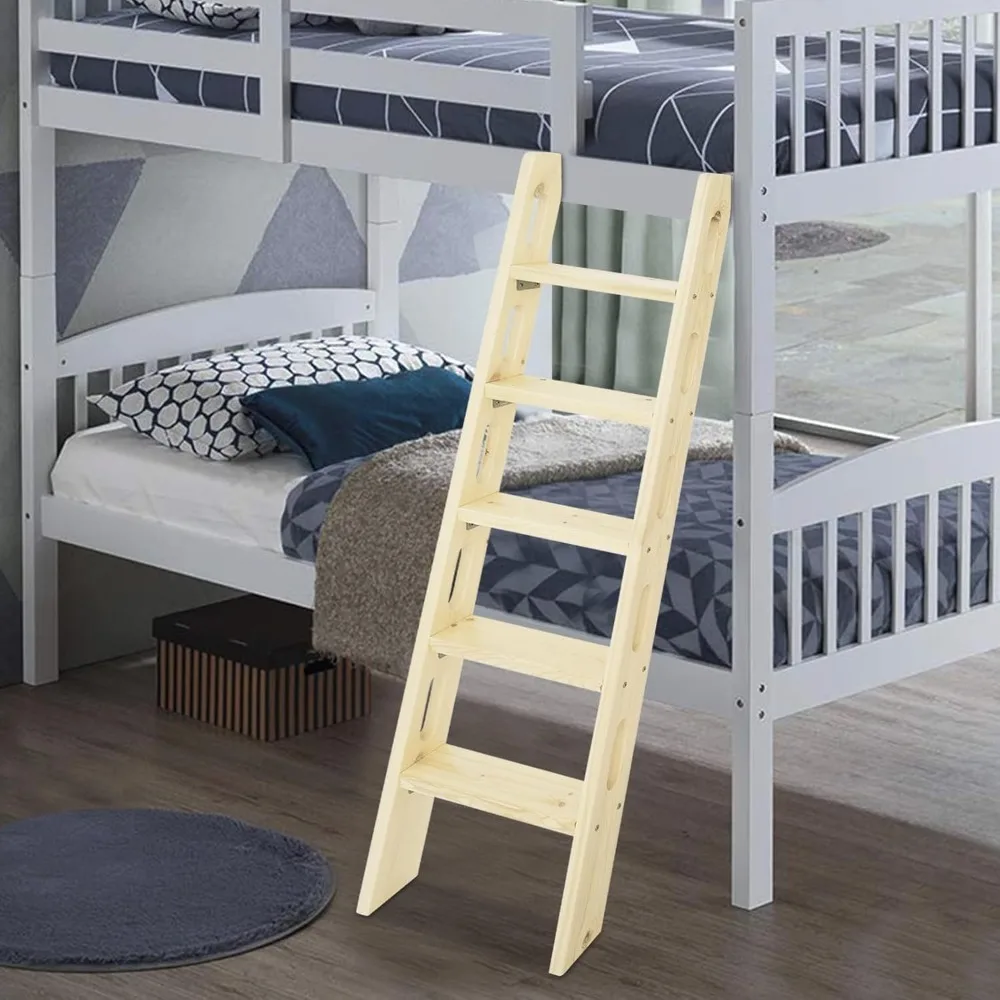 Universele 60-inch massief houten trapladder met gladde randen en hoekverbinders voor veilig, antislip klimmen en ruimte-efficiënt