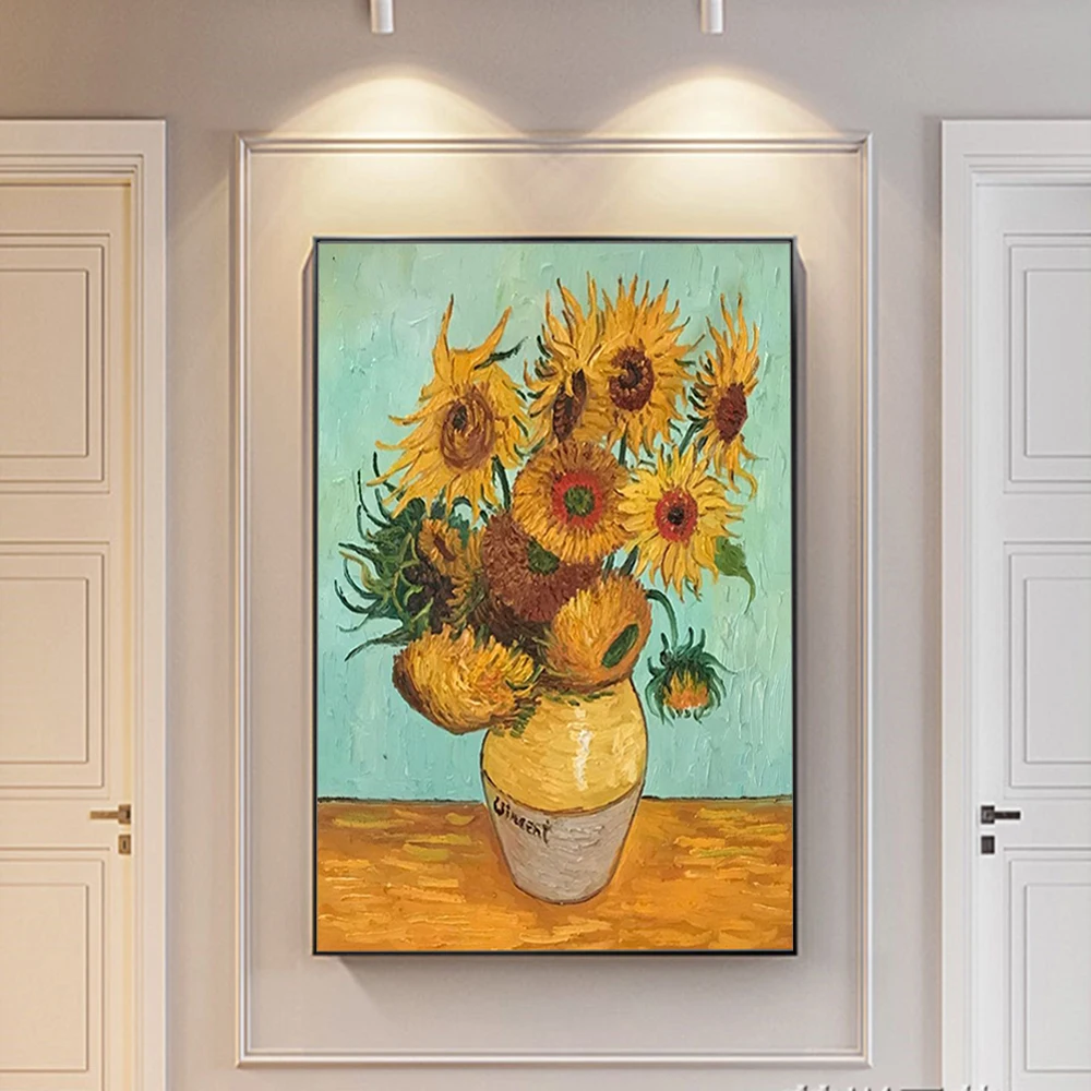 Handpainted Sunflowers Oil Painting Canvas Wall Art Art Deco Still Life Modern Home Decor Famous Impression Artists