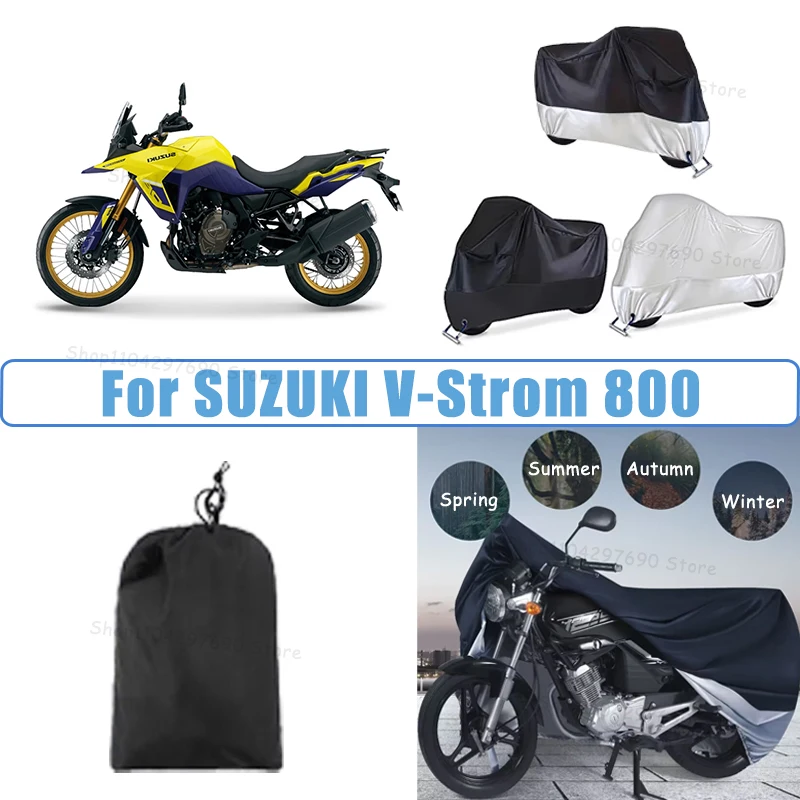 210D Oxford Motorcycle Cover Waterproof All Season UV Protection For SUZUKI V-Strom 800 Anti-Tear Windproof Motorbike Cover