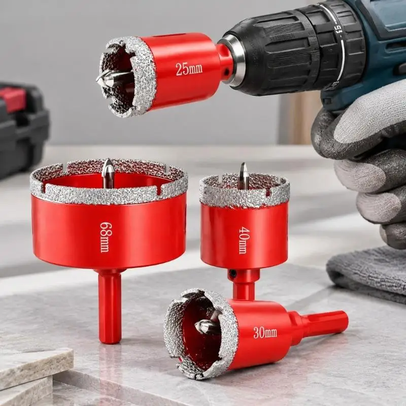 4Pcs Hole Cutting Drill BitSet with Segmented Cup Bodies, Center and Integrated Drive Stems for Hardware M4YD