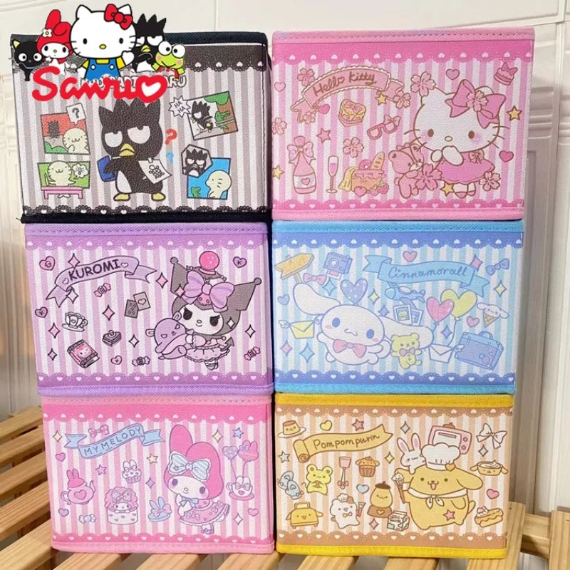 

Ornament MINISO Melody Kuromi Hello Kitty Cinnamoroll Pochacco Japanese Cartoon Storage Box Desktop Foldable Small Storage Box