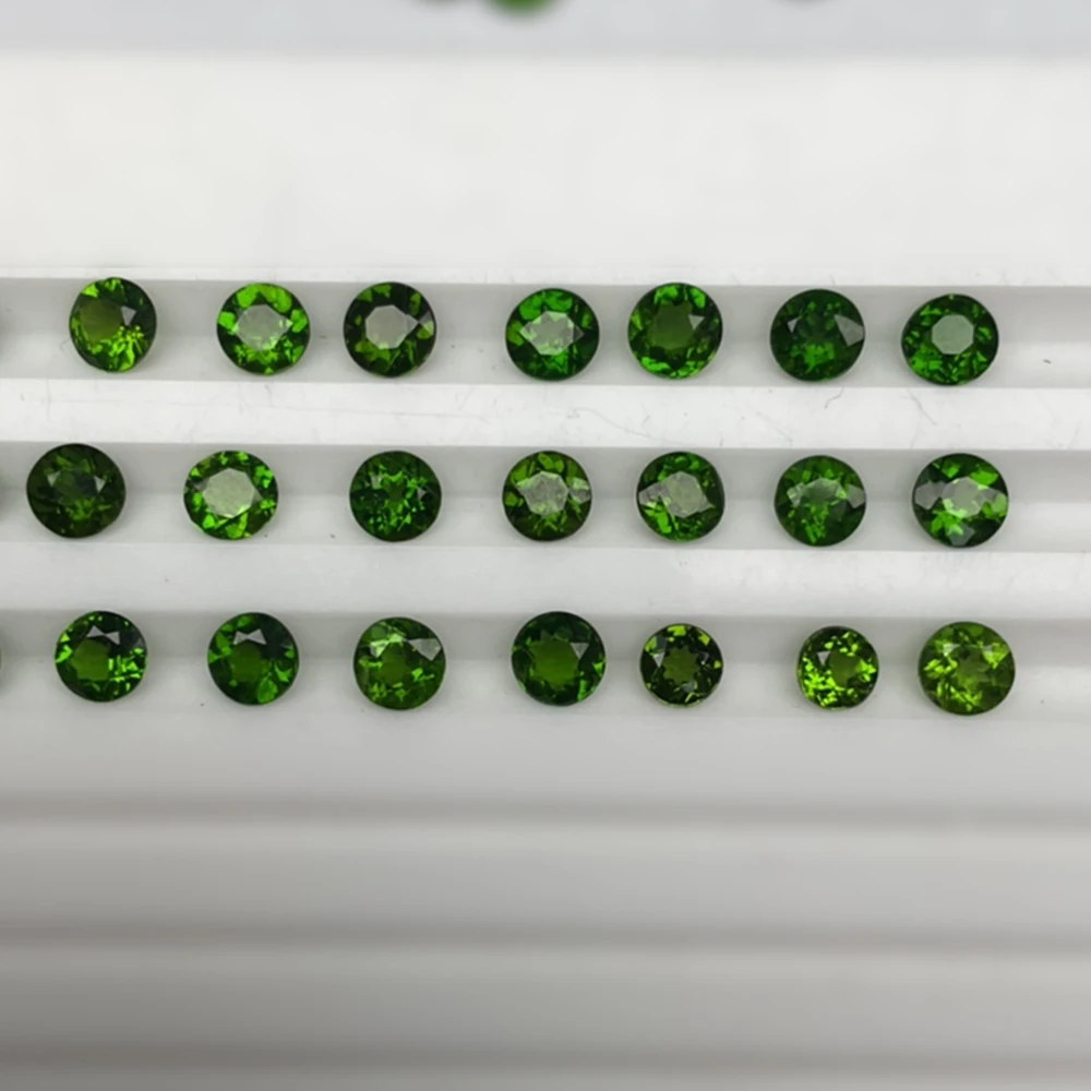 100% Natural Diopside Loose Stone Round Cut 5X5mm 0.5ct Emerald Gemstone ​for Ring Earring Necklace DIY Jewelry Making Accessory