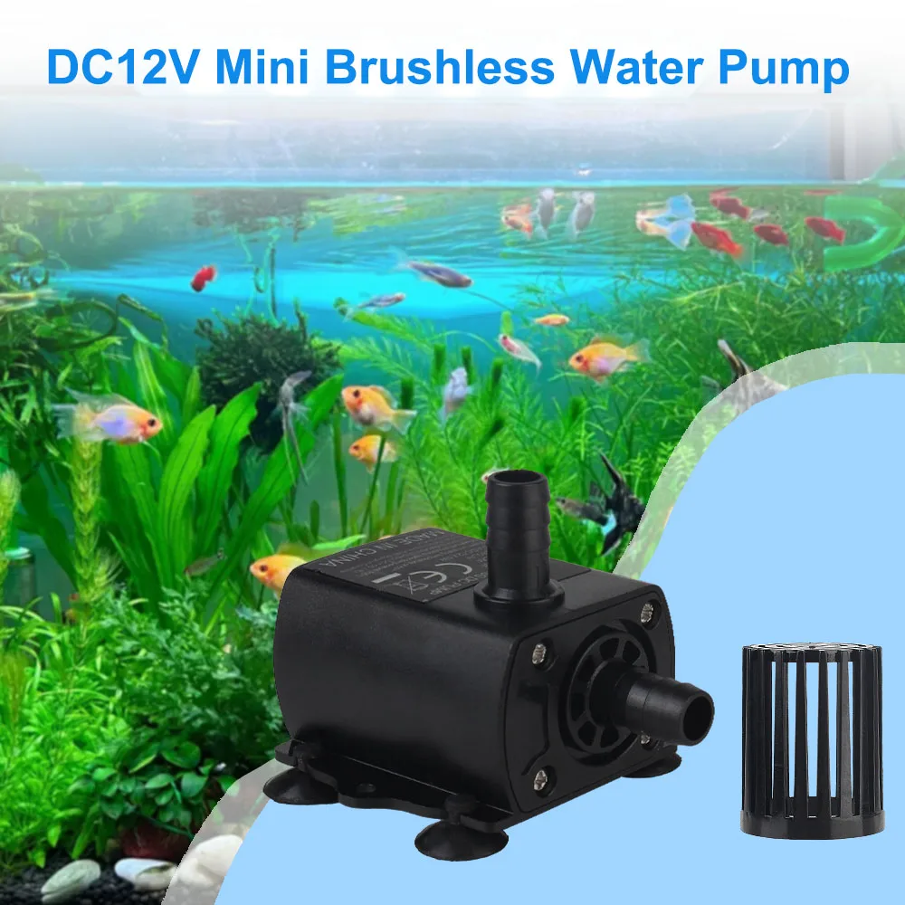 Ultra-quiet Mini Brushless Water Pump Submersible Waterproof Fountain Aquarium Circulating DC12V 5W Durable 280L/H Lift 300cm