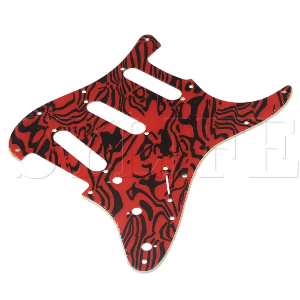 Red & Black Zebra PVC Electric Guitar Pickguard - 11-Holes SSS Design for Stratocaster