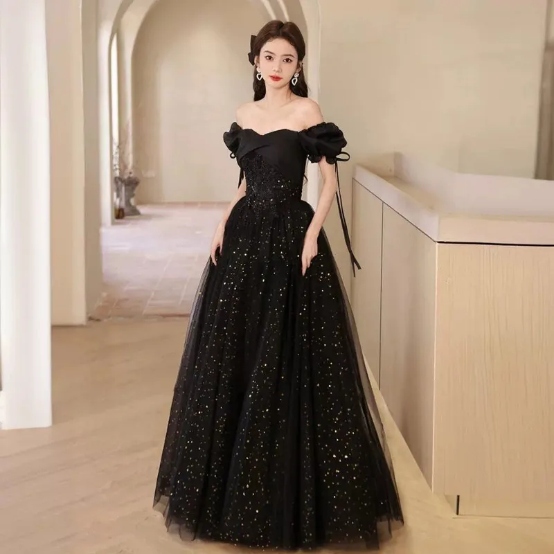 French Evening Dress for Women 2026 Black High-end, Niche Graduation Ceremony, Coming of Age, Dinner Dress, Customized for Women