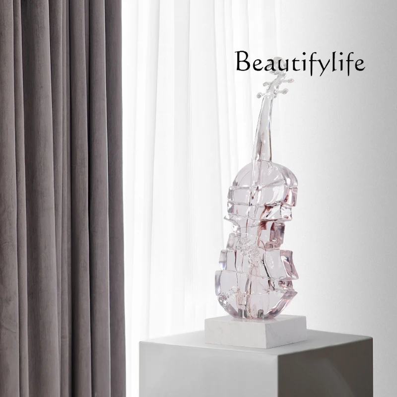 Simple violin sculpture ornament Floor-to-ceiling artwork Hotel clubhouse Music dining bar Model room Modern decoration