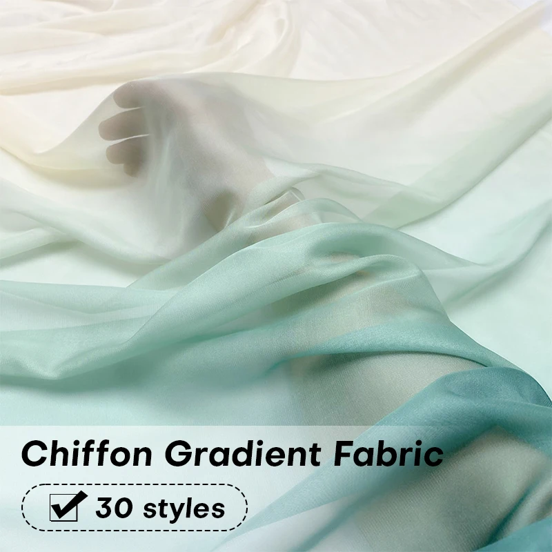 1x1.5M Gradient Color Chiffon Fabric For Sewing Dance Dress Hanfu Scarf Costumes DIY Sheer Tissue Shaded Color Stage Fabric