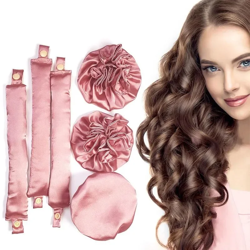 

Heatless Hair Curlers Silk Satin Rollers Portable DIY Curly Styling Tool for Sleeping Hair Curls Soft Headband Ribbons Curls