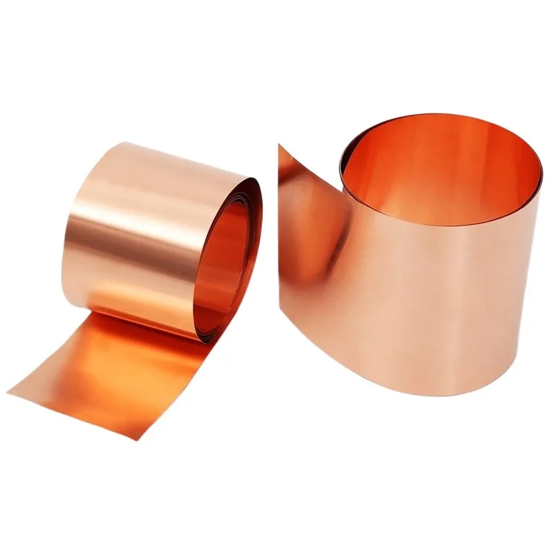 

T2 Pure Copper Cu Foil Strip, Width 100-300mm, Copper Metal Foil Plate Thickness 0.01-1mm