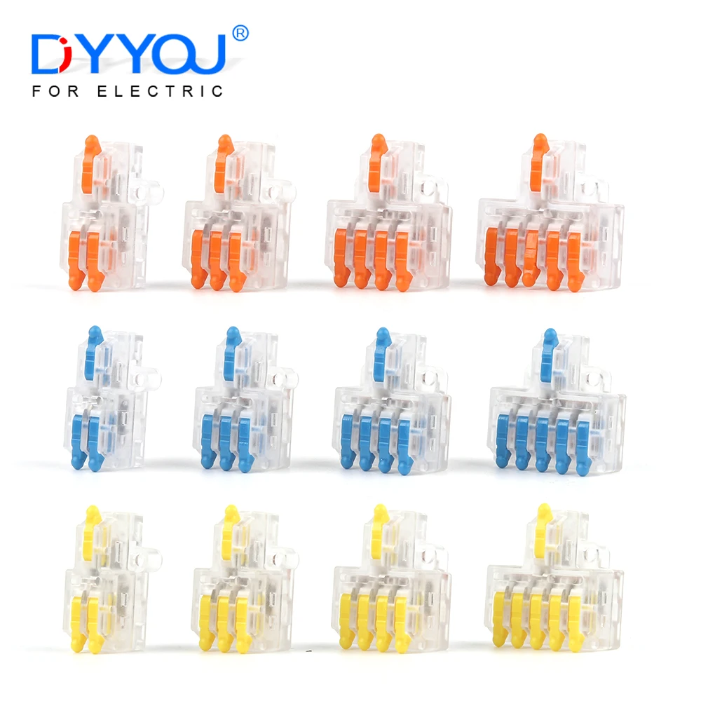 25/50/100Pcs Transparent Can Fixed Wire Splitter Universal Compact Conductor Terminal Block Fast Cable Splicing Wiring Connector