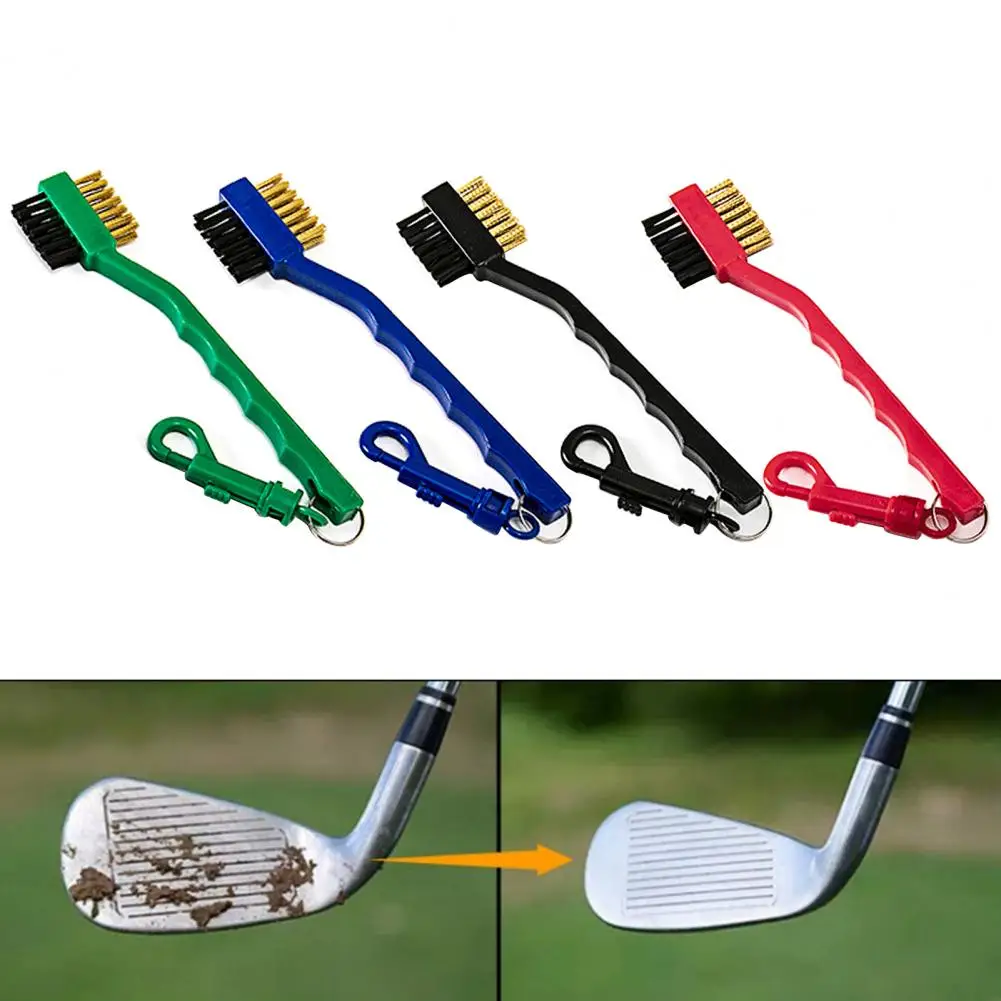 Golf reinigungs bürste tragbarer rutsch fester Griff Griff Schmutz entfernung Nylon borsten Doppelseite Golfschläger reiniger Golf zubehör