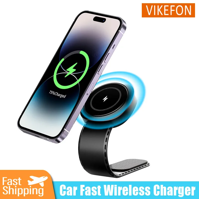 

Автомобильное магнитное Беспроводное зарядное устройство, быстрая зарядная станция, гибкая Запоминающая панель из титанового сплава, держатель для телефона для iPhone 16 Samsung