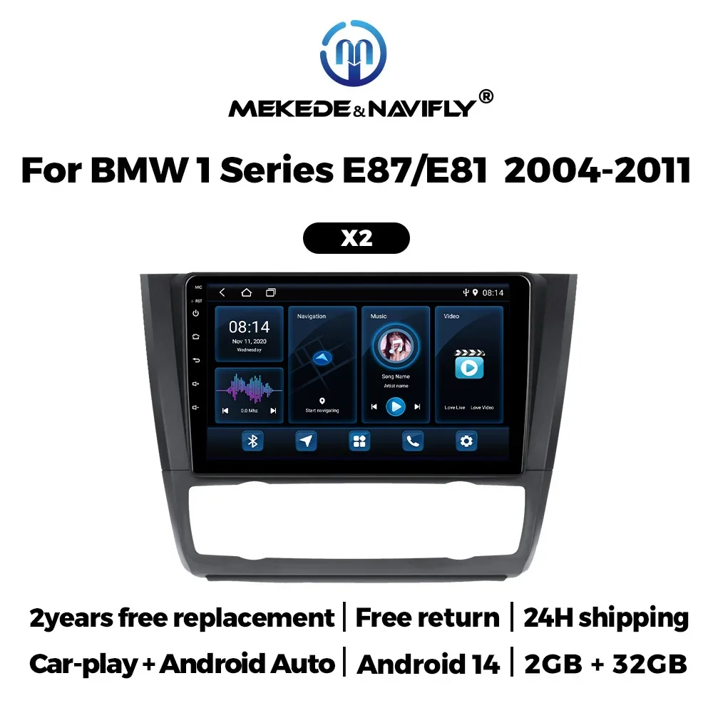 

NaviFly НОВОЕ беспроводное радио Car-Play Android Auto для BMW 1 серии E87 E81 E82 E88 2004-2011 Автомобильная мультимедийная GPS-навигация АВТО