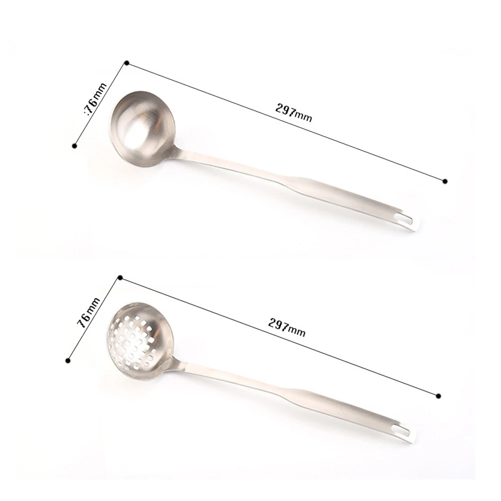 

2 Pcs Hotpot Soup Spoon Colander Set Food Serving Scoops Non-magnetic Stainless Steel Spoons