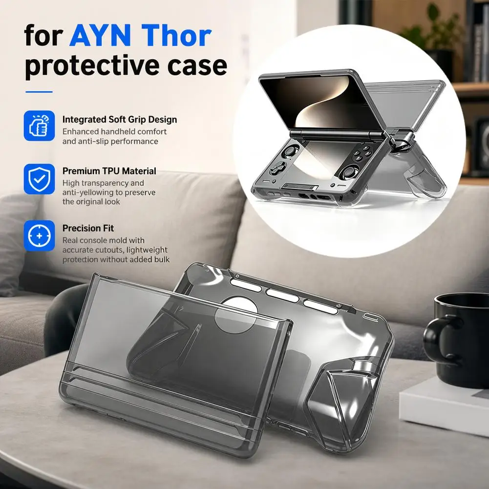 Transparent TPU Protective Shock-Proof Case For AYN THOR Shell Clear Case Cover Full Protection Game Console Accessories