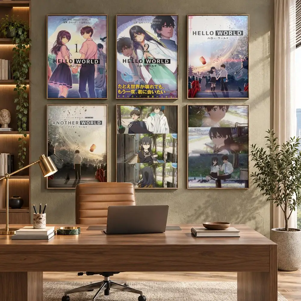 H-Hello World Poster HD Waterproof Wall Decal for Study, Living Room & Garage, Great Gift for Fans