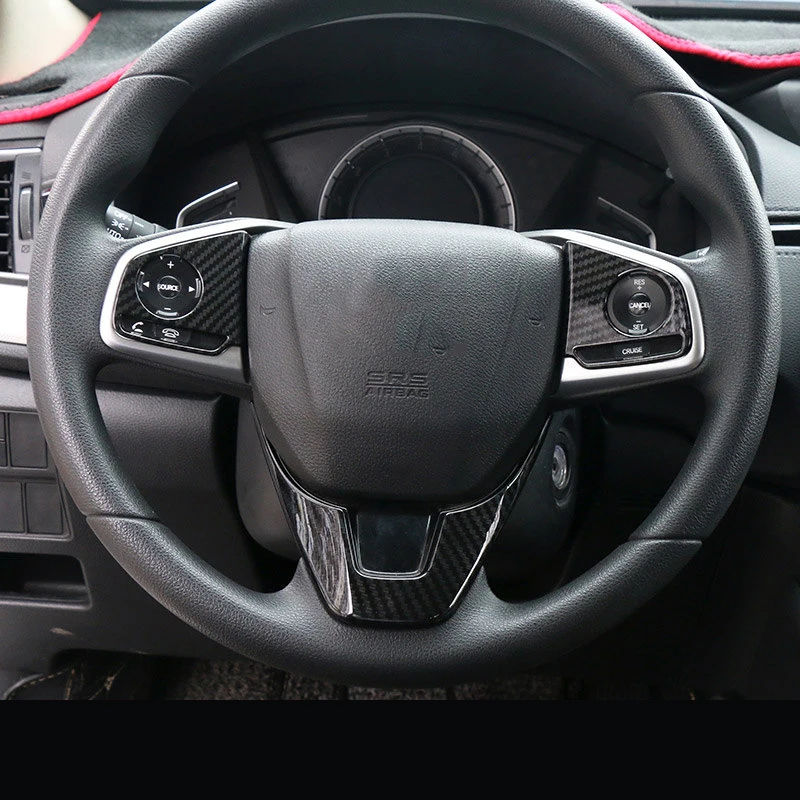 For Honda CRV CR-V 2017 2018 2019 2020 2021 2022 Hybrid ABS Carbon Fiber Car Steering Wheel Button Cover Stickers Accessories view 3