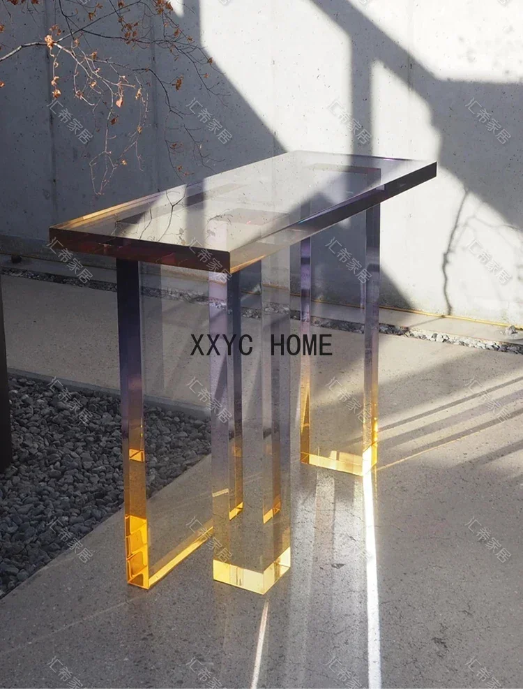 Mesas de console de cor gradiente transparente personalizadas em acrílico Armazenamento de parede de console doméstico simples