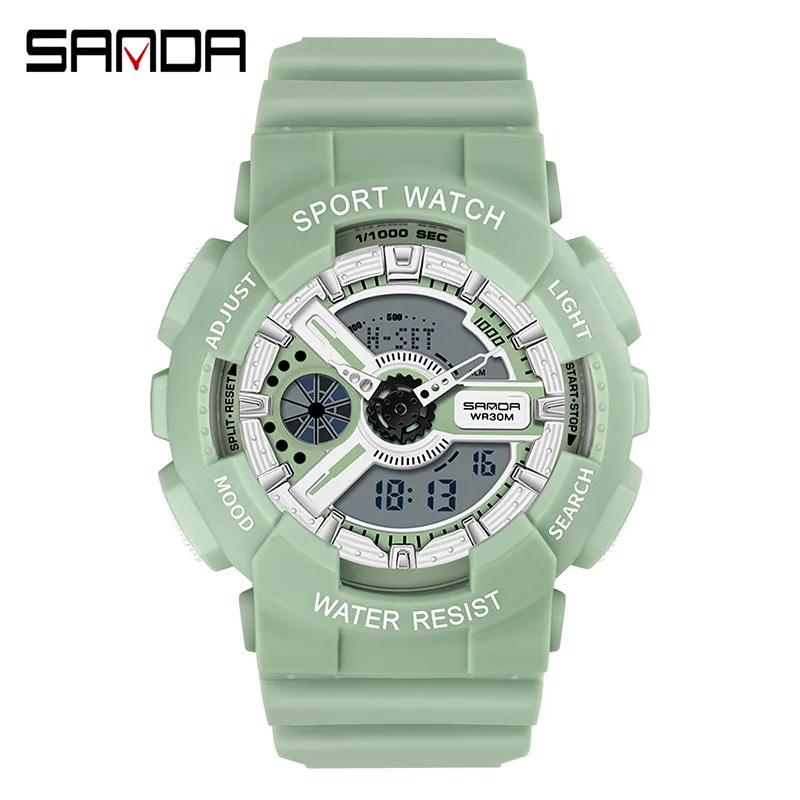 SANDA 292 Outdoor Sport White Digital Watch Women Alarm Clock Waterproof Shock Military Watches LED Display Shock Watch diggro