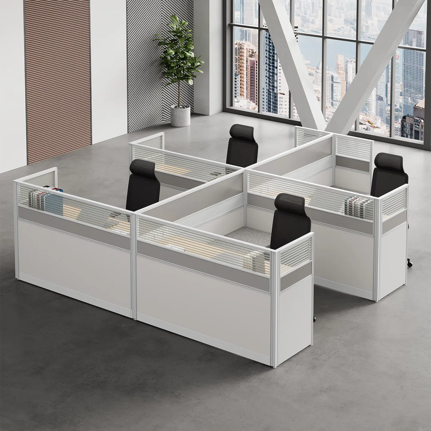 Staff with bed Office desk and chair combination 2/4/6 seat Lunch break Staff seat Screen booth Office Finance desk