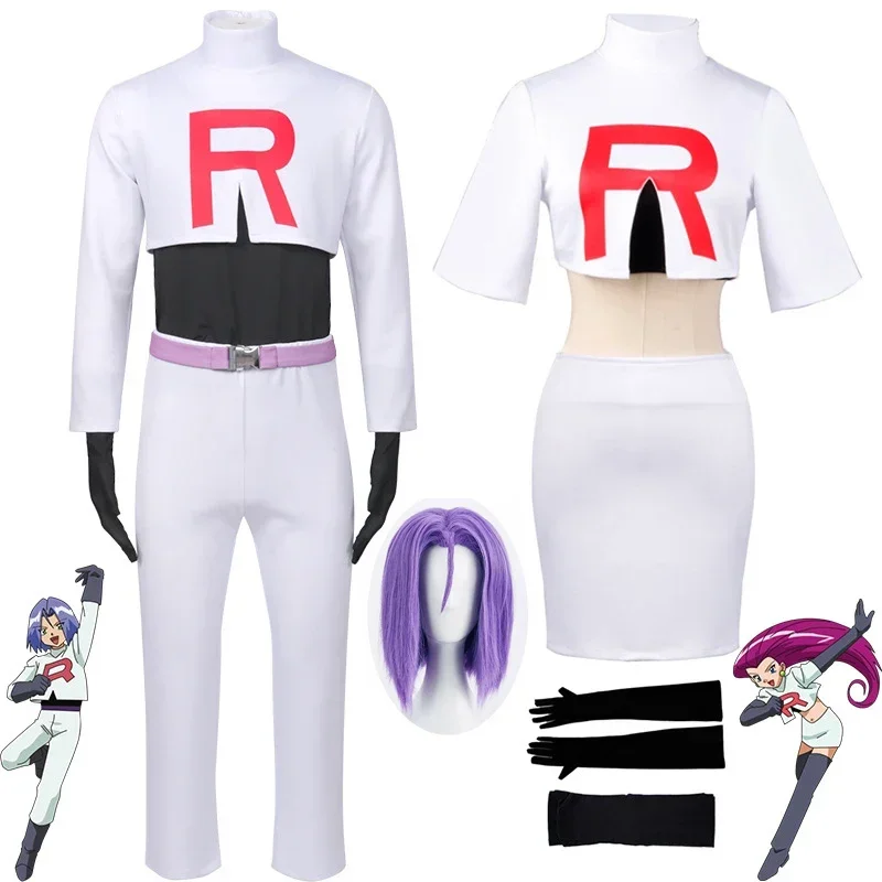 Cosbao Anime Team Rocket Cosplay Costumes James Kojirou Wig Full Set Halloween Outfit Jessie Musashi Christmas Party Costume For