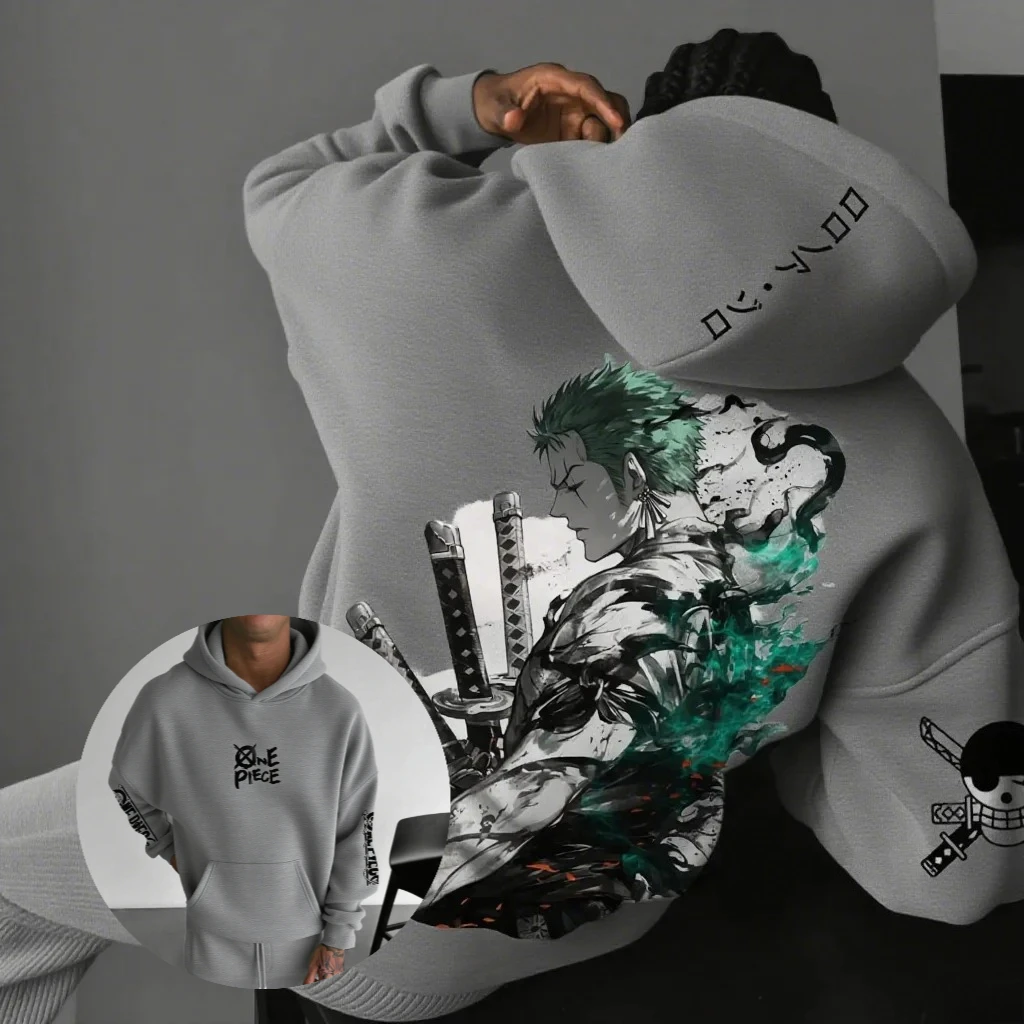 للجنسين قطعة واحدة زورو أنيمي الرجال النساء مقنعين البلوز الشارع الشهير بلوزة كاجوال هوديي الجرافيك طباعة طويلة الأكمام الخريف جديد #1