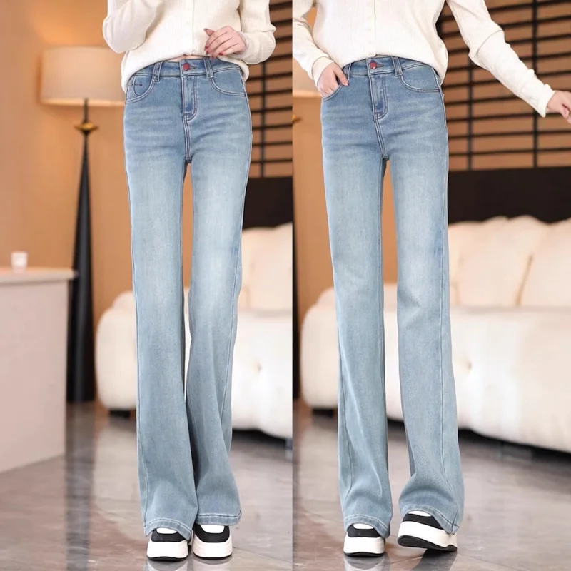 

Flared Jeans for Women Spring and Autumn High Waist Fashionable Elegant Versatile Slimming Bell Bottom Pants