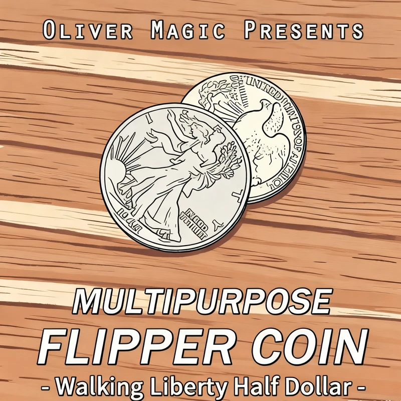عملة زعنفة متعددة الأغراض (مشي الحرية نصف دولار) من أوليفر ماجيك خدع الجاذبية/العملة المغناطيسية أوهام قريبة للتحايل #1