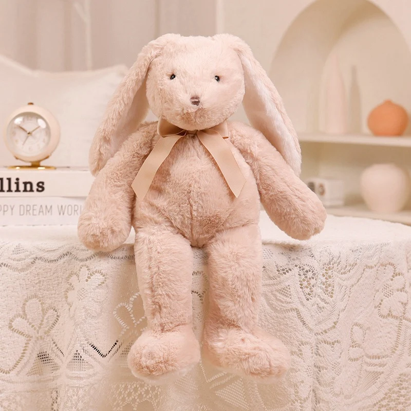 Kawaii Long Ears Rabbit Plush Animals Toys Stuffed Bunny Wear Bow Knot Soft Doll Baby Kids Accompany Sleep Toys Birthday Gifts