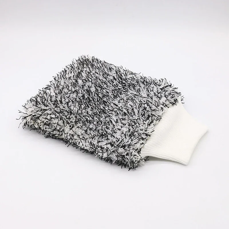Double Sided Black White Chenille Car Wash Mitt Microfiber Anti Scratch Elastic Cuff Auto Household Cleaning Glove car detailing