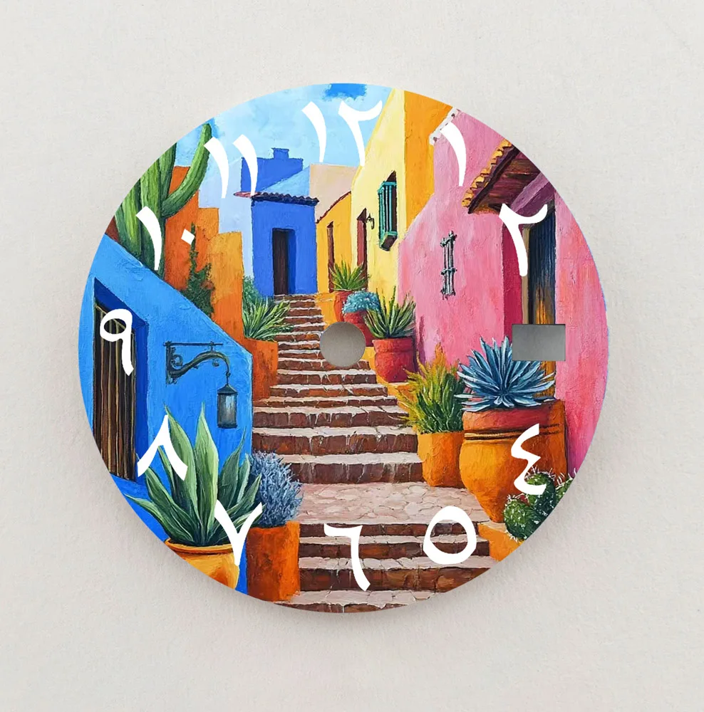 Nh35 dial 28.5mm dial estilo tropical série colorido dial numeral árabe dial de alta qualidade caber nh35/36 movimento logotipo personalizado