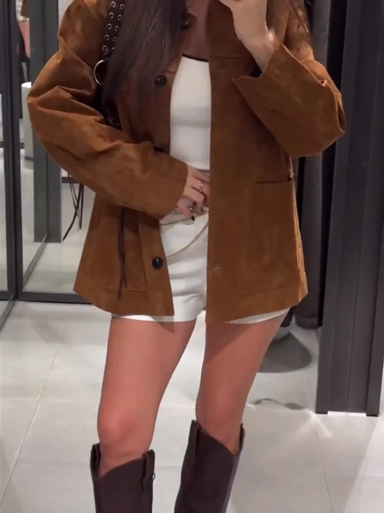 

HH женская осенняя новая мода обратный бархатный лацкан с длинным рукавом и карманами пальто женская винтажная однобортная повседневная куртка