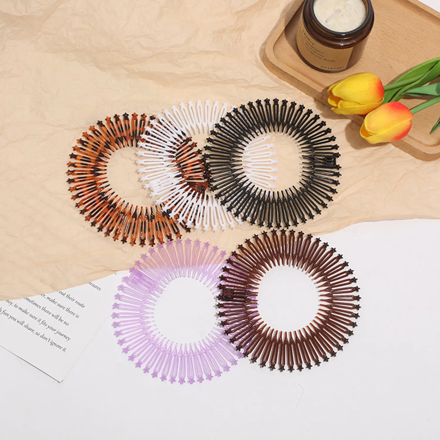 1PC Invisible Flexible Broken Hair Comb Star Full Circle Teeth Headband Hair Band Face Wash Stretch Hair Accessories For Women