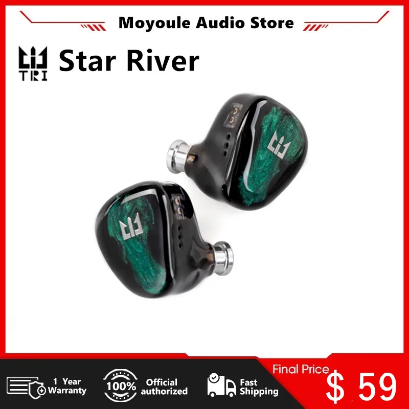 

TRI Star River 2DD In-ear Monitor 2Pin Wired Earphone with Tuning Switch HiFi Headphone Sports Running Earbud Music DJ Headset