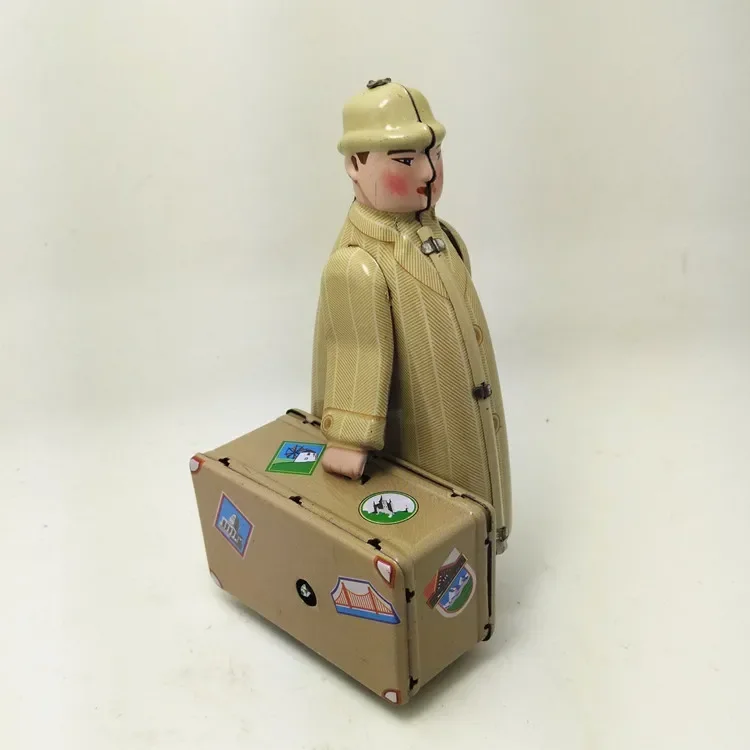 

Moving Travel Suitcase Man Wind Up Toy Funny Collection Retro Metal Tin Mechanical Clockwork Toy Figures Model Kids Gift