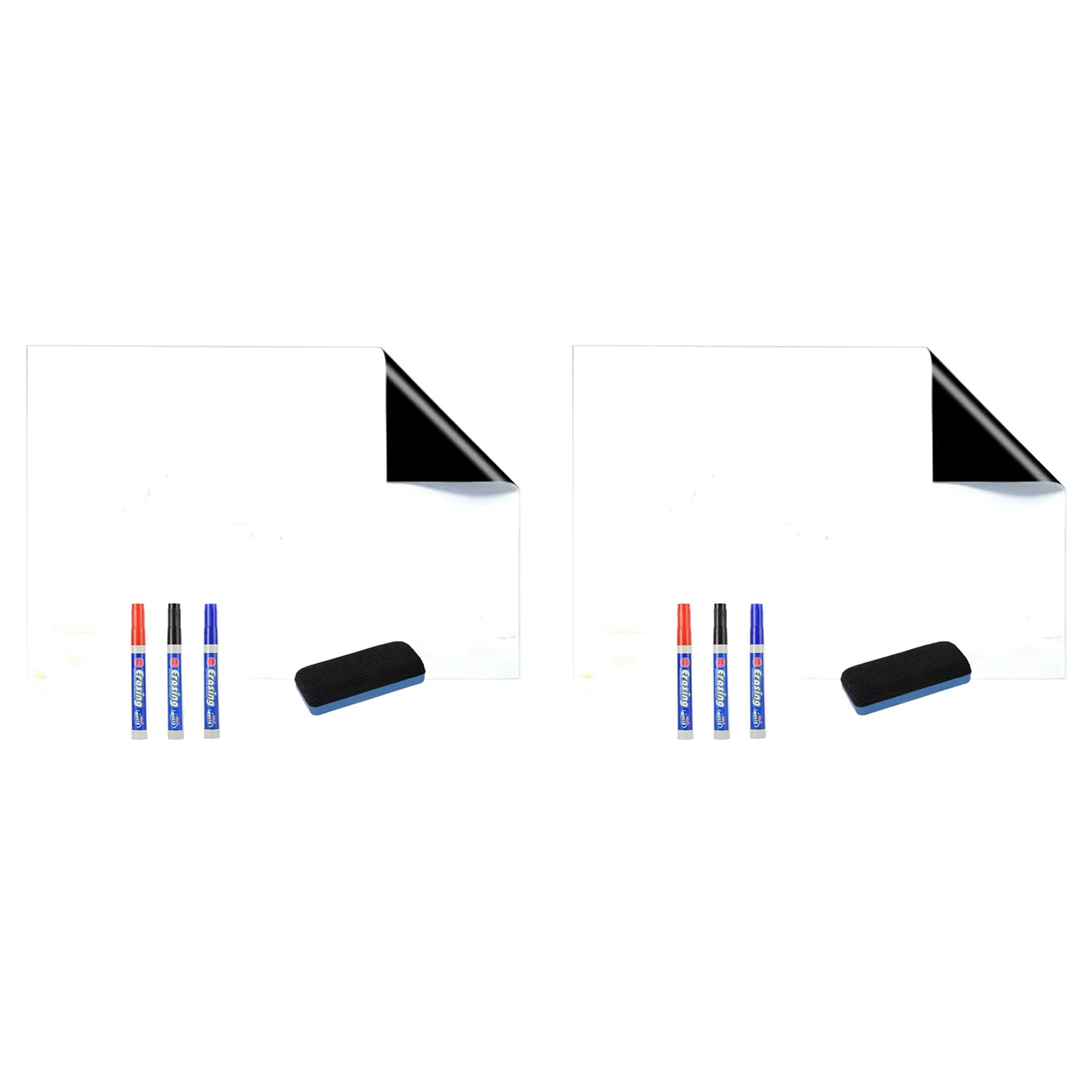 TTKK-2X 화이트보드 포일 60X40 Cm 자석, 자기 접착식 자석 포일 화이트에는 화이트보드 마커 포함