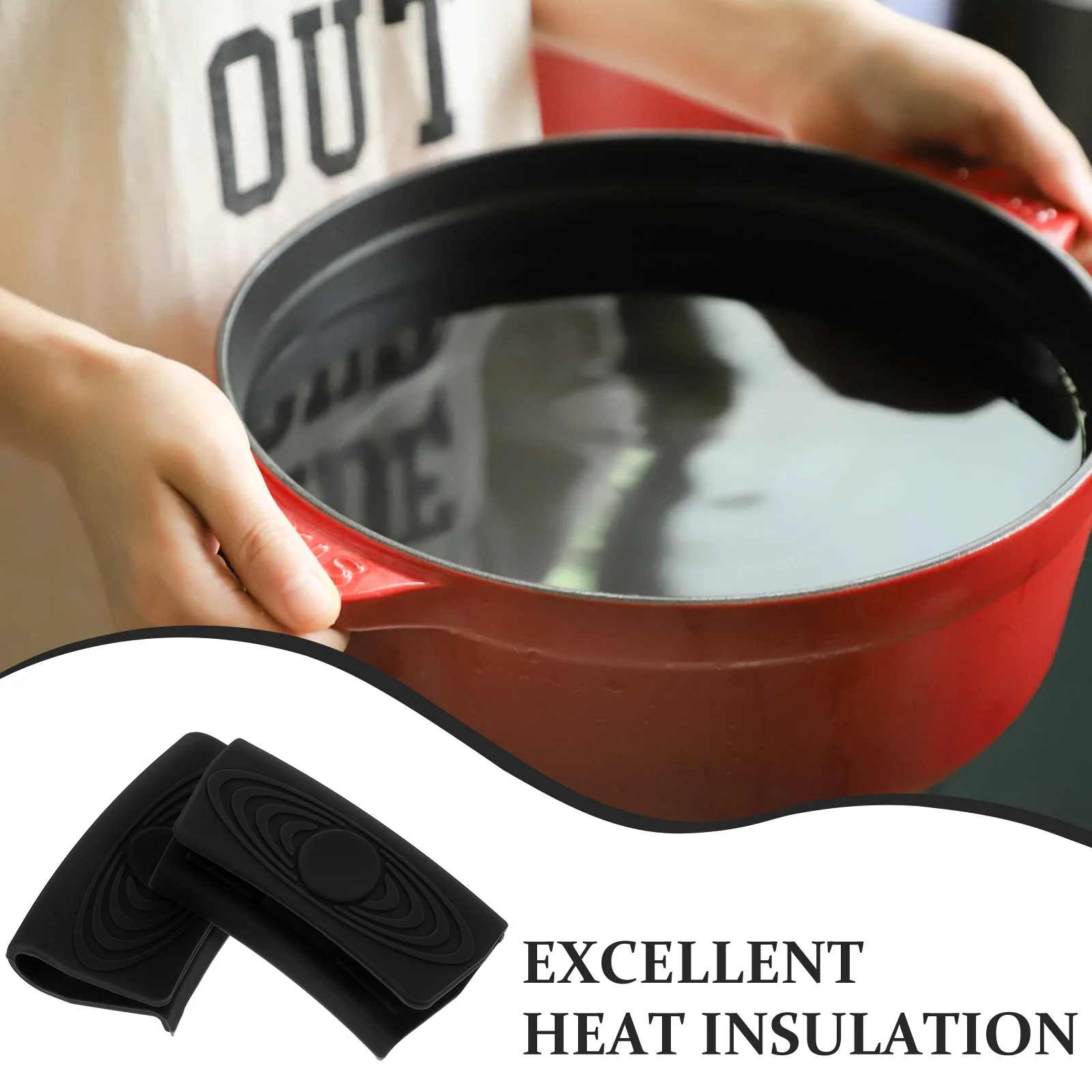 

2Pcs Heat Resistant Silicone Pot Handle Covers Pan Holder Grips Anti Scalding Wok Grip Sleeves Nonskid Cookware Parts Kitchen
