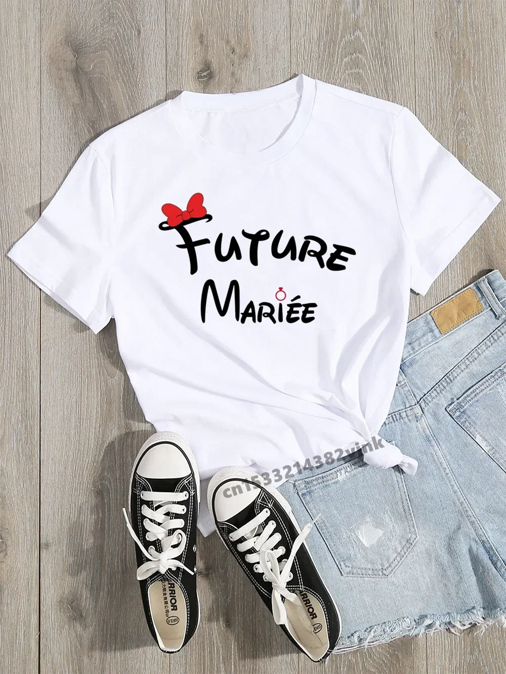 

Футболка Future Mariee Love Bachelorette Wedding Party для женщин, повседневная женская базовая футболка с круглым вырезом, белая футболка с короткими рукавами для девушек