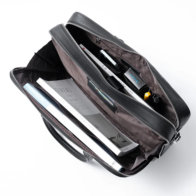 حقيبة يد جلدية فاخرة للرجال، حقيبة أزياء فاخرة بسحاب مزدوج، حقيبة عمل، حقيبة كروس بكتف واحد #4