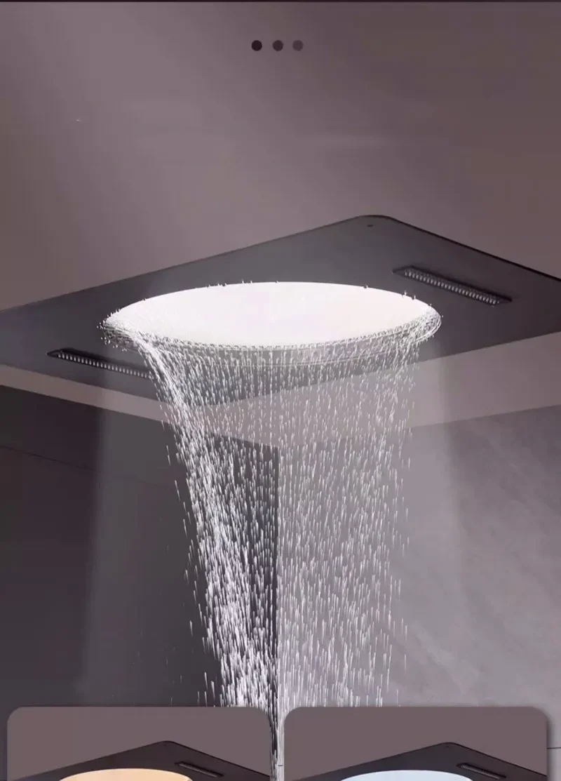 Gun Grey Villa Ceiling Light Waterfall Shower Head Ceiling Temperature Control Embedded Embedded Concealed Shower Head Shower