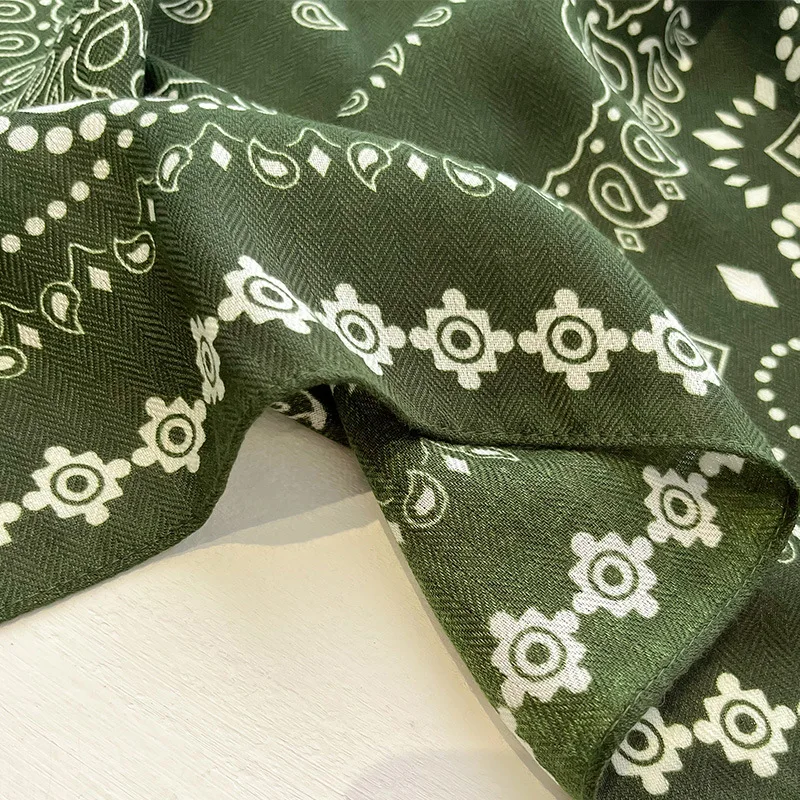 Mode Bandana Nek Sjaals Voor Vrouwen Bloemenprint Zakdoek Hijab Sjaal Vrouwelijke Luxe Katoenen Hoofdband Zachte Hals Sjaals 70Cm