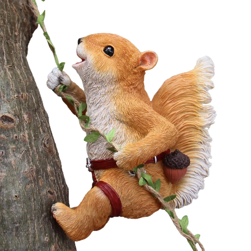 Garden Pot Hanging Cute Squirrel Climbing Tree Balcony Courtyard Kindergarten Decor Children's Room Wall